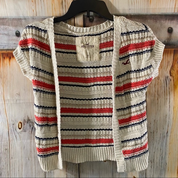 Hollister Tops - VGUC Hollister Open Short Sleeve Cardigan Striped XS